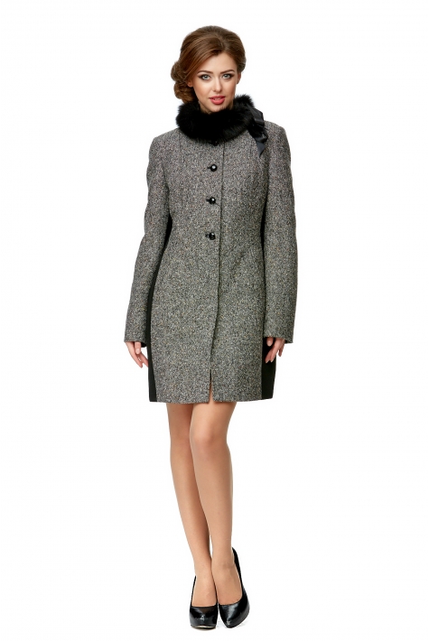 Женское пальто из текстиля с воротником 8001959