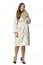 Женское пальто из текстиля с воротником, отделка песец 8002840