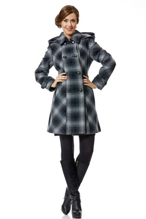 Женское пальто из текстиля с воротником 8008499