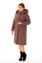 Женское пальто из текстиля с капюшоном, отделка песец 8010109-2