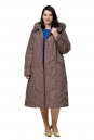 Женское пальто из текстиля с капюшоном, отделка песец 8010519