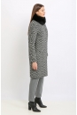 Женское пальто из текстиля с воротником, отделка песец 8011729-3