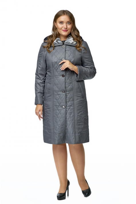 Женское пальто из текстиля с капюшоном, отделка искусственный мех 8011870