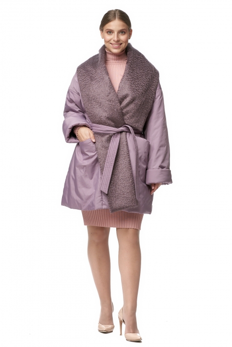 Женское пальто из текстиля с воротником 8012186