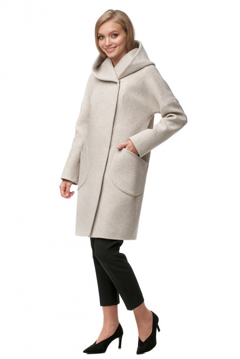 Женское пальто из текстиля с капюшоном 8012641