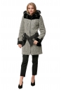 Женское пальто из текстиля с капюшоном, отделка песец 8012832