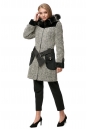 Женское пальто из текстиля с капюшоном, отделка песец 8012832-2