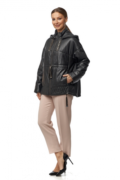 Женская кожаная куртка из натуральной кожи с капюшоном, отделка песец 8014571