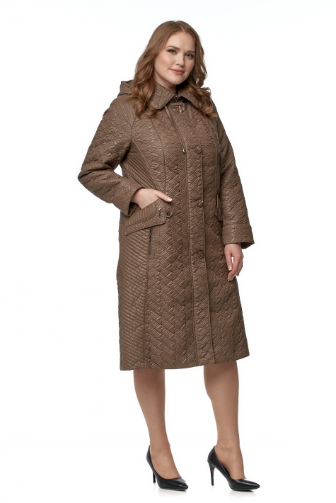 Женское пальто из текстиля с капюшоном 8016436
