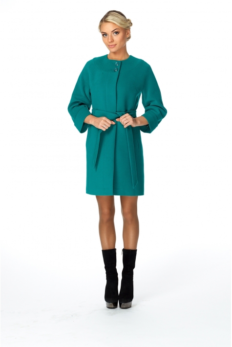 Женское пальто из текстиля без воротника 8020441