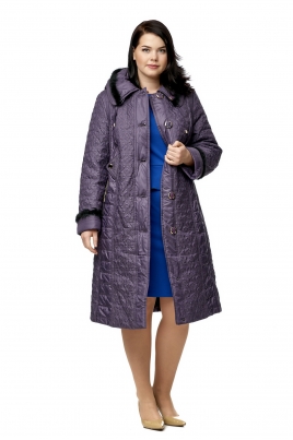 Зимнее женское пальто из текстиля с капюшоном, отделка норка