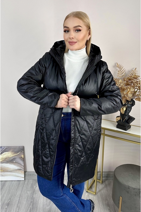 Женское пальто из текстиля с капюшоном 8024092
